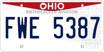 OH license plate FWE5387