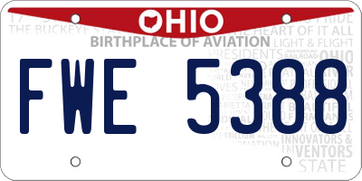 OH license plate FWE5388