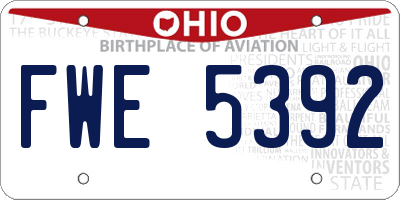 OH license plate FWE5392