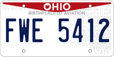 OH license plate FWE5412