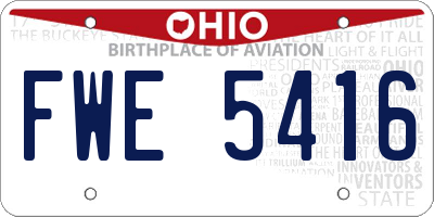 OH license plate FWE5416