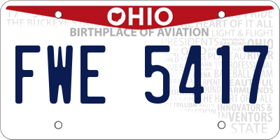 OH license plate FWE5417