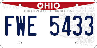 OH license plate FWE5433