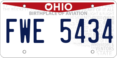 OH license plate FWE5434