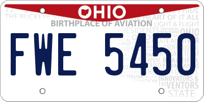 OH license plate FWE5450