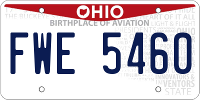 OH license plate FWE5460