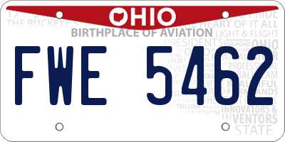 OH license plate FWE5462