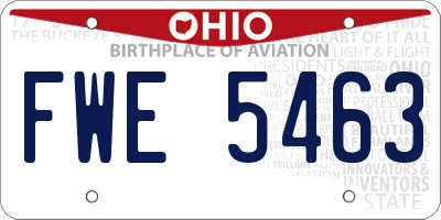 OH license plate FWE5463