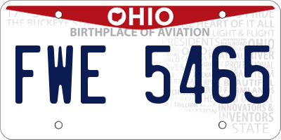 OH license plate FWE5465