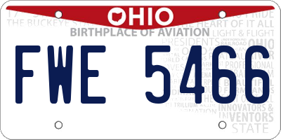 OH license plate FWE5466