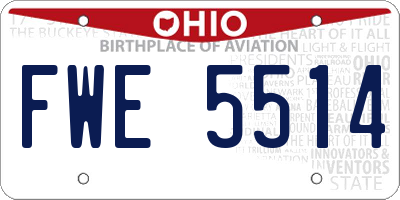 OH license plate FWE5514