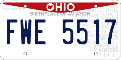 OH license plate FWE5517