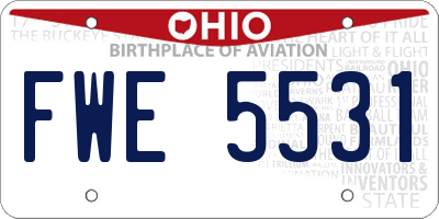 OH license plate FWE5531