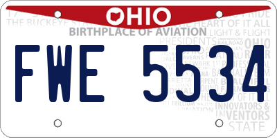 OH license plate FWE5534
