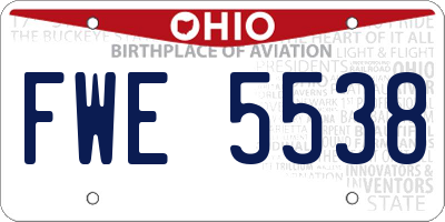 OH license plate FWE5538