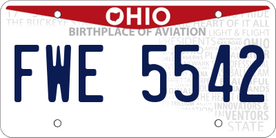 OH license plate FWE5542