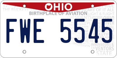 OH license plate FWE5545