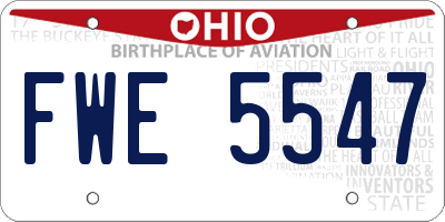 OH license plate FWE5547