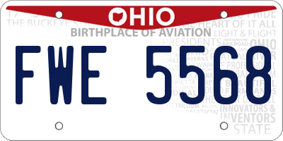 OH license plate FWE5568