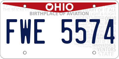 OH license plate FWE5574