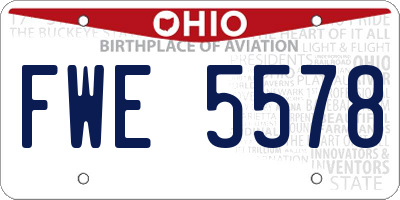 OH license plate FWE5578