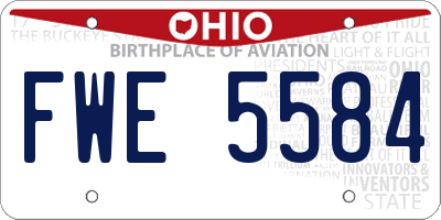 OH license plate FWE5584