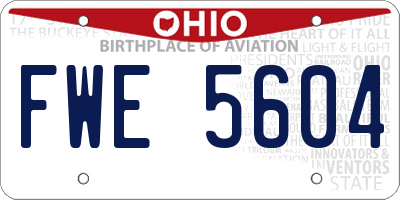 OH license plate FWE5604