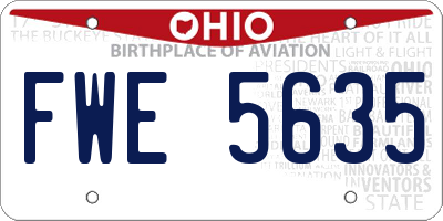 OH license plate FWE5635