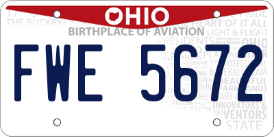OH license plate FWE5672