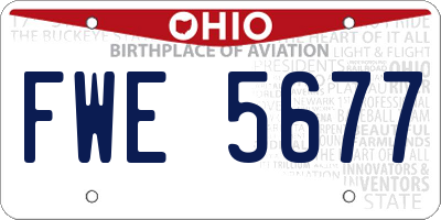 OH license plate FWE5677