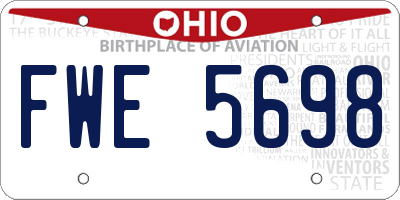 OH license plate FWE5698