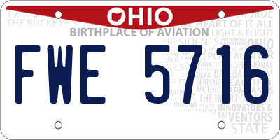 OH license plate FWE5716