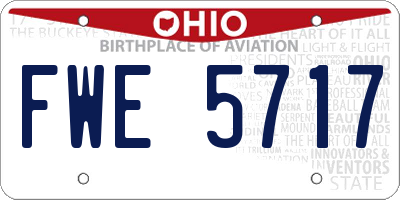 OH license plate FWE5717