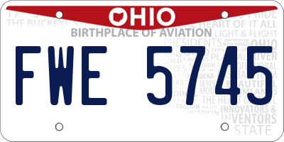 OH license plate FWE5745