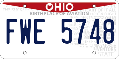 OH license plate FWE5748