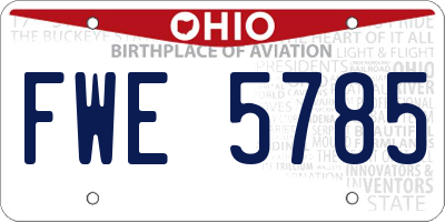 OH license plate FWE5785