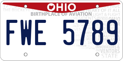 OH license plate FWE5789