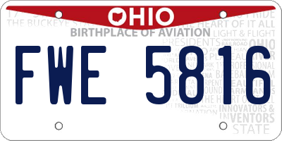 OH license plate FWE5816