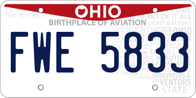 OH license plate FWE5833