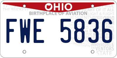 OH license plate FWE5836