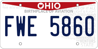 OH license plate FWE5860