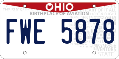 OH license plate FWE5878