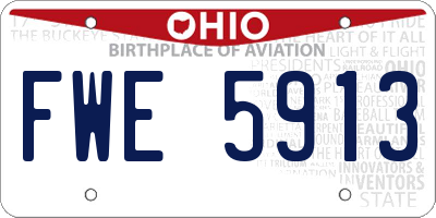 OH license plate FWE5913