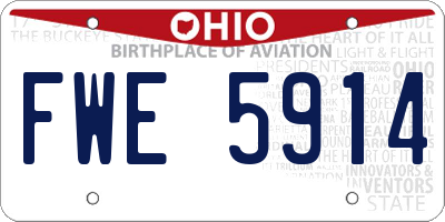 OH license plate FWE5914