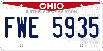 OH license plate FWE5935