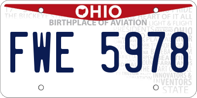 OH license plate FWE5978