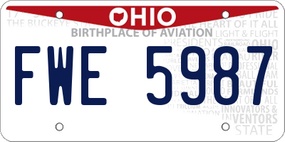 OH license plate FWE5987