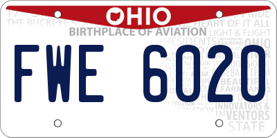 OH license plate FWE6020