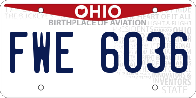 OH license plate FWE6036