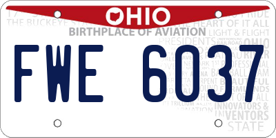 OH license plate FWE6037